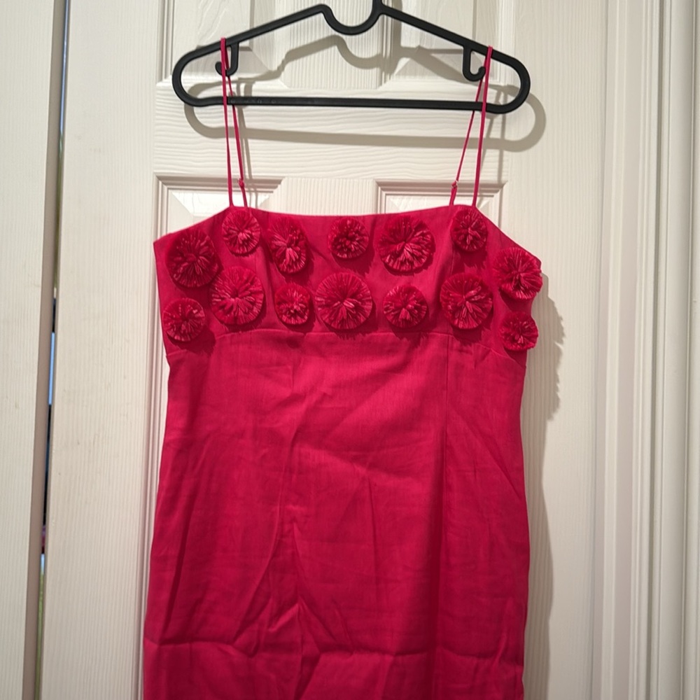 ANTONIO MELANI Hot Pink Floral-Trim Midi Dress - Picture 6 of 8